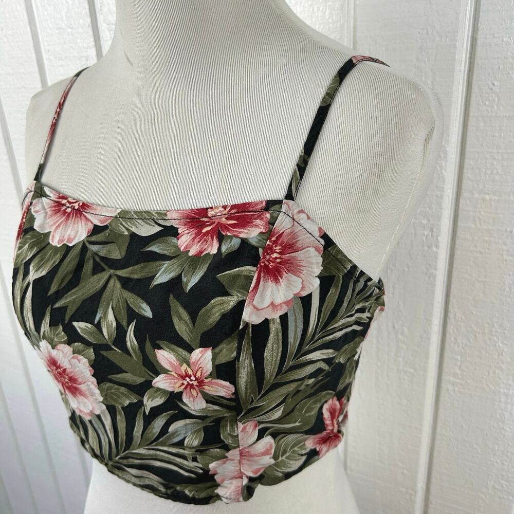 American Eagle Tropical Floral Crop Tank Summer Beachy Small - Picture 2 of 4